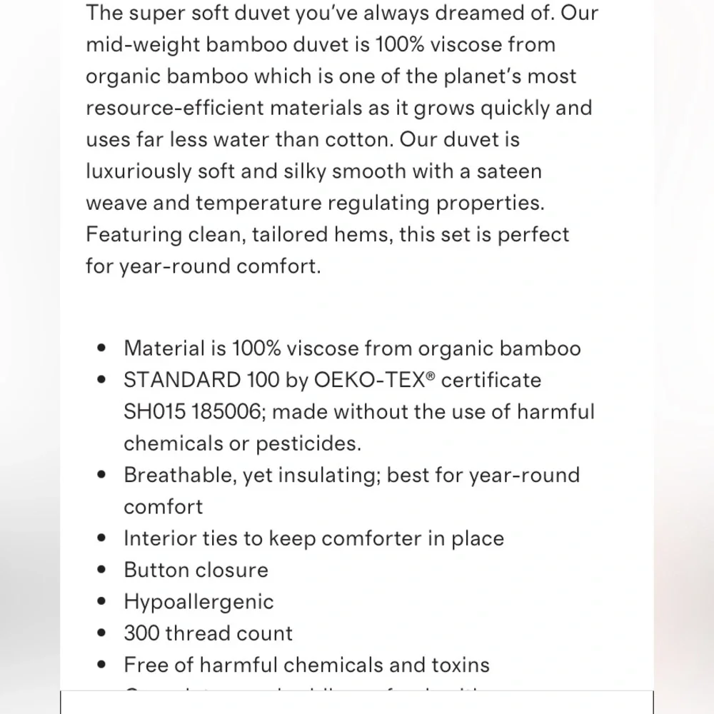 Quince Bamboo Duvet King/Cal King Light Grey